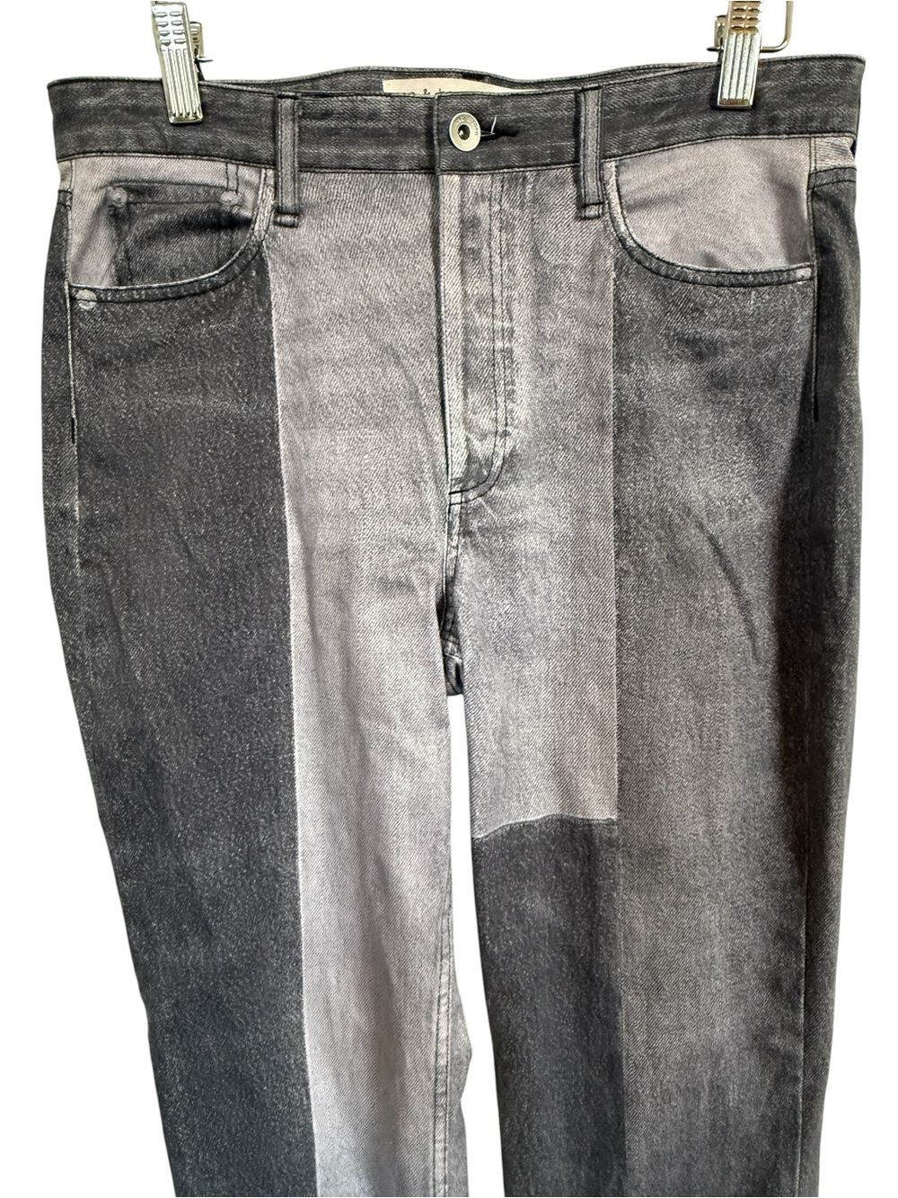 Rag & Bone Miramar Wren Slim Straight Pants Byron Greyscale Faux Denim Womens 28 - Picture 4 of 15